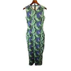 Real Essentials Women Leaf Print Sleeveless Maxi Dress Size S